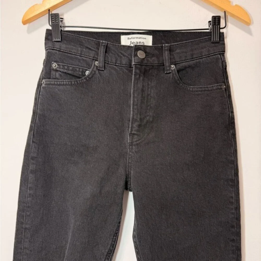 REFORMATION Jeans Faded Black Destroyed High Waist Rise Skinny Jean size 25 - Picture 8 of 12